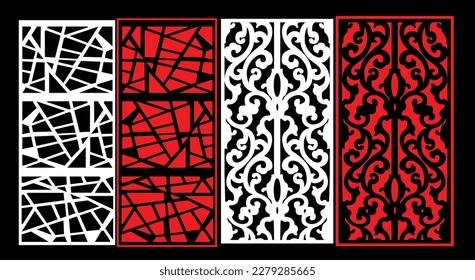 Decorative wall panel set chinese mdf cnc router laser cutting pattern design for mdf wood cutting vector Cnc Router Design Foamsheet, Acrylic and CNC Machine Cutting, EPS File.