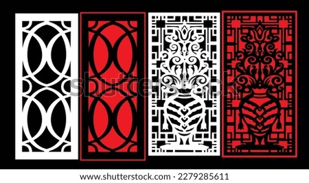 Decorative wall panel set chinese mdf cnc router laser cutting pattern design for mdf wood cutting vector Cnc Router Design Foamsheet, Acrylic and CNC Machine Cutting, EPS File.