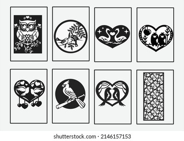 Decorative wall panel set Jali design for graphic and CNC router Decorative laser cut vector set