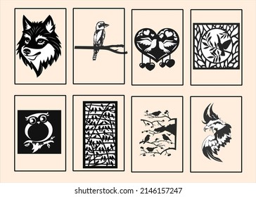 Decorative wall panel set Jali design for graphic and CNC router Decorative laser cut vector set