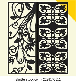 Panel de pared decorativo para interiores modernos.Patrones de corte láser. Conjunto de vectores con abstracto