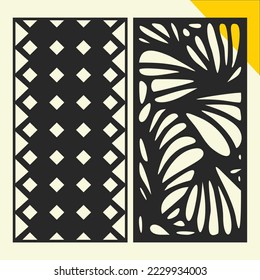 Decorative wall panel set for modern interiors.Laser cut patterns. Vector set with abstract