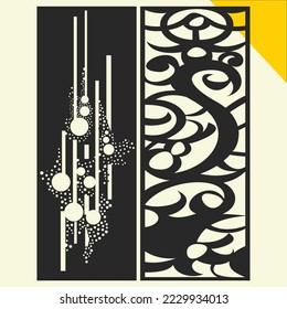 Decorative wall panel set for modern interiors.Laser cut patterns. Vector set with abstract