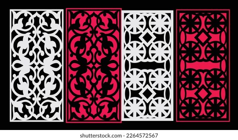 Decorative wall panels set Jali design for graphic and plywood,partition, foam, acrylic and CNC machine cutting.