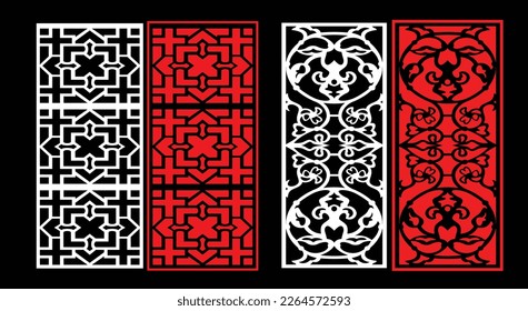 Decorative wall panels set Jali design for graphic and plywood,partition, foam, acrylic and CNC machine cutting.