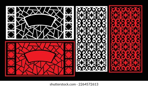 Decorative wall panels set Jali design for graphic and plywood,partition, foam, acrylic and CNC machine cutting.