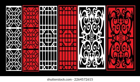 Decorative wall panels set Jali design for graphic and plywood,partition, foam, acrylic and CNC machine cutting.