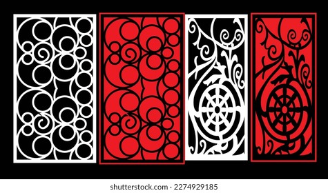 Paneles de pared decorativos conjunto de diseño de Jali patrón CNC, patrón de corte láser, corte CNCcut del router.Panel decorativo de corte láser Jali con patrón de encaje.