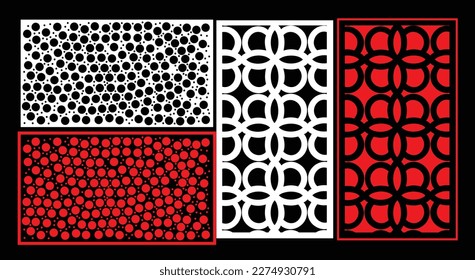 Decorative wall panels set Jali design CNC pattern, laser cutting pattern, router CNCcutting.Jali Laser cut decorative panel set with lace pattern.