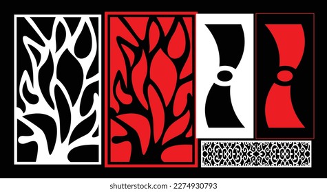 Decorative wall panels set Jali design CNC pattern, laser cutting pattern, router CNCcutting.Jali Laser cut decorative panel set with lace pattern.