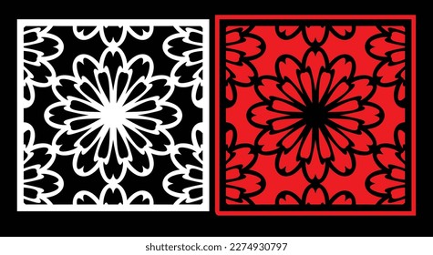 Decorative wall panels set Jali design CNC pattern, laser cutting pattern, router CNCcutting.Jali Laser cut decorative panel set with lace pattern.