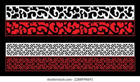 Decorative wall panels set Jali design CNC pattern, laser cutting pattern, router CNCcutting.Jali Laser cut decorative panel set with lace pattern.