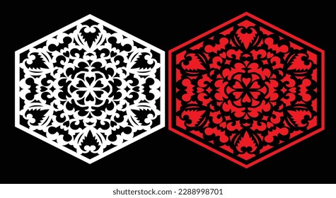 Decorative wall panels set Jali design CNC pattern, laser cutting pattern, router CNCcutting.Jali Laser cut decorative panel set with lace pattern.