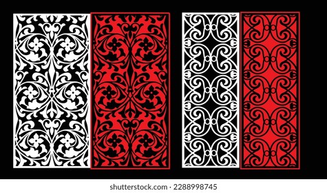 Decorative wall panels set Jali design CNC pattern, laser cutting pattern, router CNCcutting.Jali Laser cut decorative panel set with lace pattern.