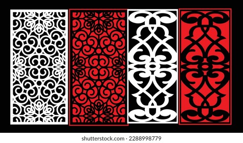 Paneles de pared decorativos conjunto de diseño de Jali patrón CNC, patrón de corte láser, corte CNCcut del router.Panel decorativo de corte láser Jali con patrón de encaje.