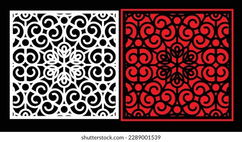 Decorative wall panels set Jali design CNC pattern, laser cutting pattern, router CNCcutting.Jali Laser cut decorative panel set with lace pattern.