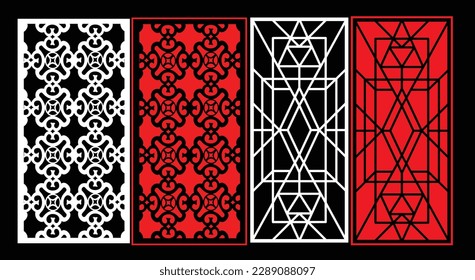 Decorative wall panels set Jali design CNC pattern, laser cutting pattern, router CNCcutting.Jali Laser cut decorative panel set with lace pattern.