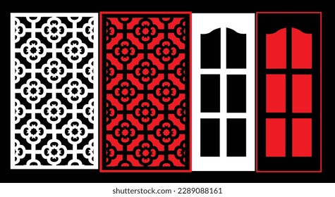 Paneles de pared decorativos conjunto de diseño de Jali patrón CNC, patrón de corte láser, corte CNCcut del router.Panel decorativo de corte láser Jali con patrón de encaje.