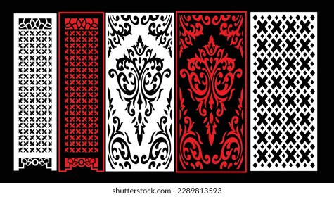 Paneles de pared decorativos conjunto de diseño de Jali patrón CNC, patrón de corte láser, corte CNCcut del router.Panel decorativo de corte láser Jali con patrón de encaje.