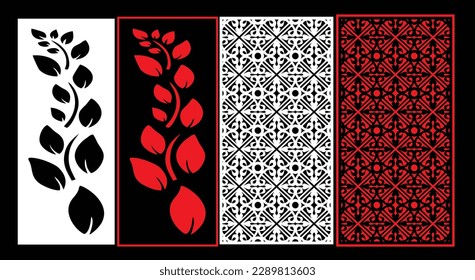 Decorative wall panels set Jali design CNC pattern, laser cutting pattern, router CNCcutting.Jali Laser cut decorative panel set with lace pattern.
