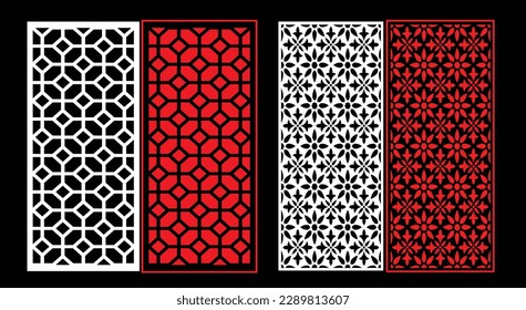Paneles de pared decorativos conjunto de diseño de Jali patrón CNC, patrón de corte láser, corte CNCcut del router.Panel decorativo de corte láser Jali con patrón de encaje.