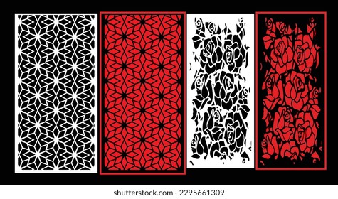 Decorative wall panels set Jali design for graphic and plywood,partition, foam, acrylic and CNC machine cutting.