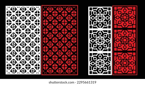 Decorative wall panels set Jali design for graphic and plywood,partition, foam, acrylic and CNC machine cutting.