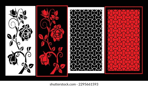 Decorative wall panels set Jali design for graphic and plywood,partition, foam, acrylic and CNC machine cutting.