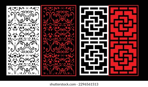 Decorative wall panels set Jali design for graphic and plywood,partition, foam, acrylic and CNC machine cutting.