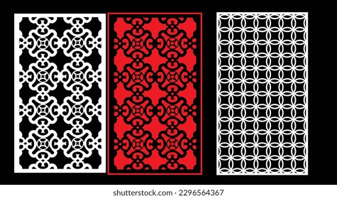 Decorative wall panels set Jali design for graphic and plywood,partition, foam, acrylic and CNC machine cutting.
