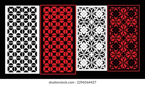 Decorative wall panels set Jali design for graphic and plywood,partition, foam, acrylic and CNC machine cutting.
