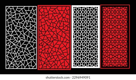 Decorative wall panels set Jali design CNC pattern, laser cutting pattern, router CNCcutting.Jali Laser cut decorative panel set with lace pattern.