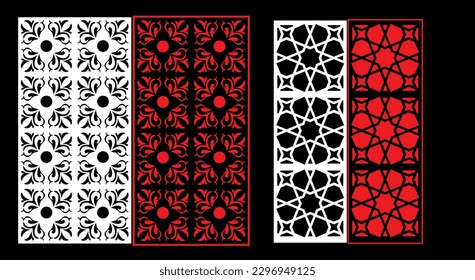 Paneles de pared decorativos conjunto de diseño de Jali patrón CNC, patrón de corte láser, corte CNCcut del router.Panel decorativo de corte láser Jali con patrón de encaje.