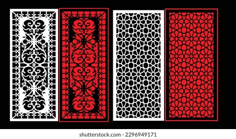 Paneles de pared decorativos conjunto de diseño de Jali patrón CNC, patrón de corte láser, corte CNCcut del router.Panel decorativo de corte láser Jali con patrón de encaje.