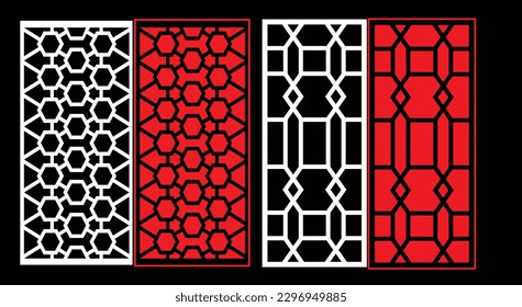 Paneles de pared decorativos conjunto de diseño de Jali patrón CNC, patrón de corte láser, corte CNCcut del router.Panel decorativo de corte láser Jali con patrón de encaje.