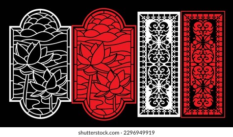 Paneles de pared decorativos conjunto de diseño de Jali patrón CNC, patrón de corte láser, corte CNCcut del router.Panel decorativo de corte láser Jali con patrón de encaje.