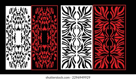 Decorative wall panels set Jali design CNC pattern, laser cutting pattern, router CNCcutting.Jali Laser cut decorative panel set with lace pattern.