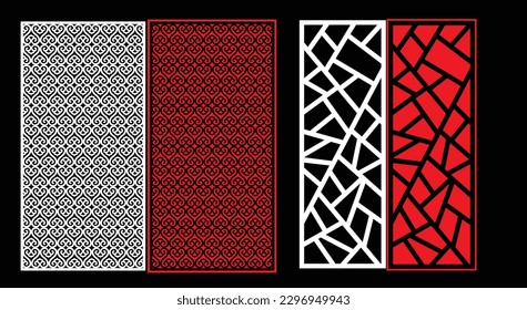 Decorative wall panels set Jali design CNC pattern, laser cutting pattern, router CNCcutting.Jali Laser cut decorative panel set with lace pattern.