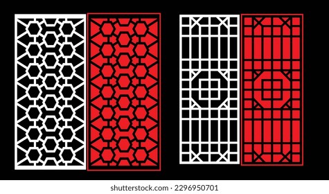 Paneles de pared decorativos conjunto de diseño de Jali patrón CNC, patrón de corte láser, corte CNCcut del router.Panel decorativo de corte láser Jali con patrón de encaje.