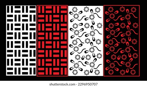 Decorative wall panels set Jali design CNC pattern, laser cutting pattern, router CNCcutting.Jali Laser cut decorative panel set with lace pattern.