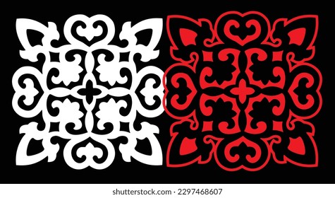 Decorative wall panels set Jali design CNC pattern, laser cutting pattern, router CNCcutting.Jali Laser cut decorative panel set with lace pattern.