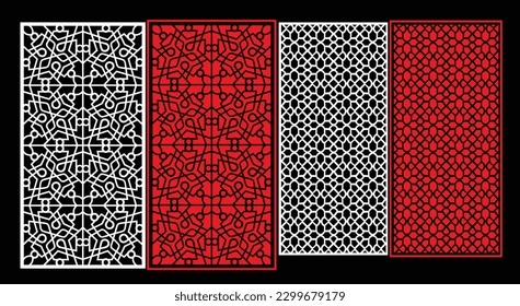 Paneles de pared decorativos conjunto de diseño de Jali patrón CNC, patrón de corte láser, corte CNCcut del router.Panel decorativo de corte láser Jali con patrón de encaje.
