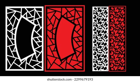 Decorative wall panels set Jali design CNC pattern, laser cutting pattern, router CNCcutting.Jali Laser cut decorative panel set with lace pattern.