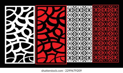 Decorative wall panels set Jali design CNC pattern, laser cutting pattern, router CNCcutting.Jali Laser cut decorative panel set with lace pattern.