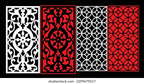 Paneles de pared decorativos conjunto de diseño de Jali patrón CNC, patrón de corte láser, corte CNCcut del router.Panel decorativo de corte láser Jali con patrón de encaje.