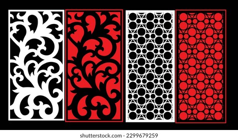 Paneles de pared decorativos conjunto de diseño de Jali patrón CNC, patrón de corte láser, corte CNCcut del router.Panel decorativo de corte láser Jali con patrón de encaje.
