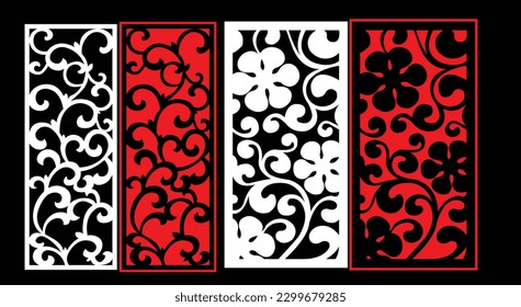 Paneles de pared decorativos conjunto de diseño de Jali patrón CNC, patrón de corte láser, corte CNCcut del router.Panel decorativo de corte láser Jali con patrón de encaje.