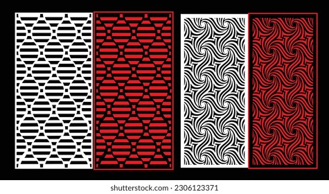 Decorative wall panels set Jali design CNC pattern, laser cutting pattern, router CNCcutting.Jali Laser cut decorative panel set with lace pattern.