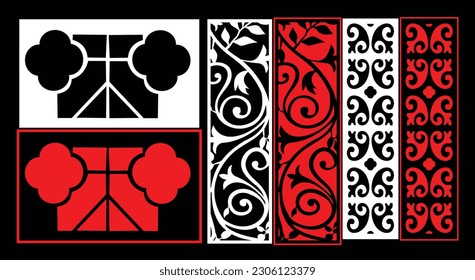 Decorative wall panels set Jali design CNC pattern, laser cutting pattern, router CNCcutting.Jali Laser cut decorative panel set with lace pattern.