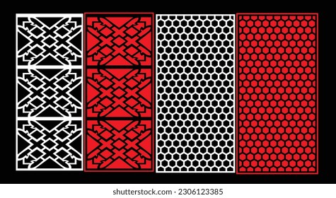 Decorative wall panels set Jali design CNC pattern, laser cutting pattern, router CNCcutting.Jali Laser cut decorative panel set with lace pattern.